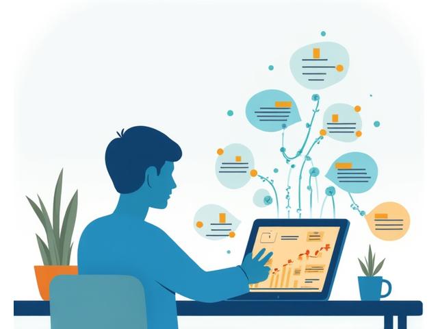 Illustration of a person completing an online assessment with dynamic charts and personalized feedback, representing AI-driven learning style analysis.